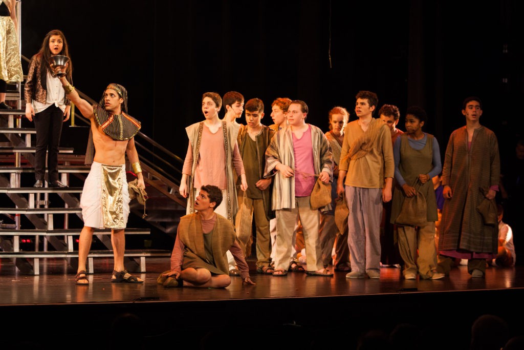 Joseph and the Amazing Technicolor Dreamcoat - pharaoh and kids in costumes