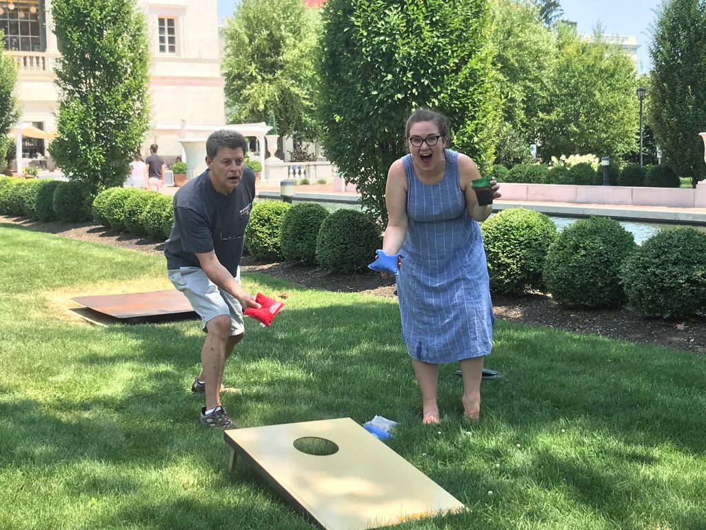 colunteers playing Cornhole