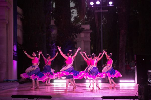 girls dancing in traditional indian garb