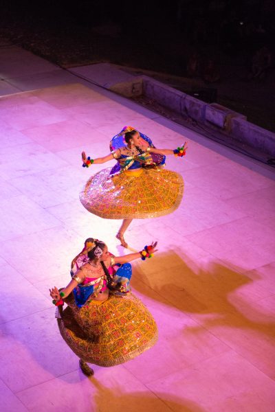 girls dancing in traditional indian garb