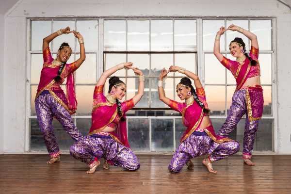 girls posing in traditional indian garb