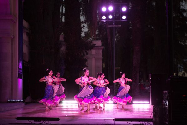 girls dancing in traditional indian garb