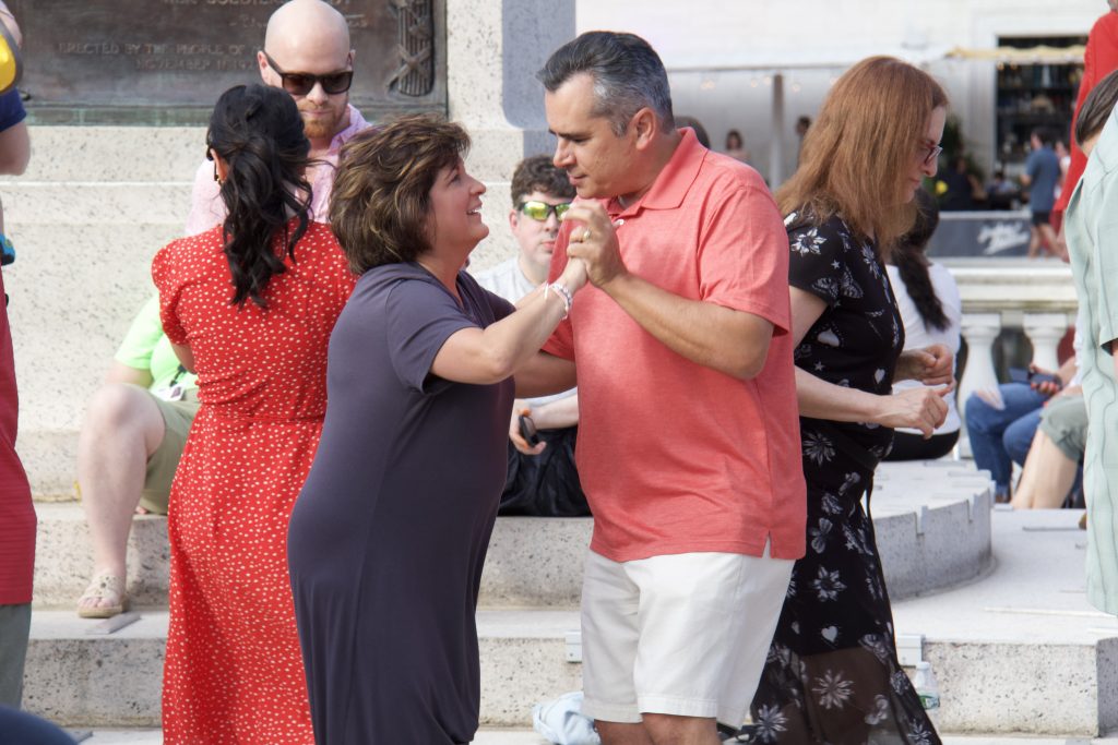 couple dancing at salsa under the stars