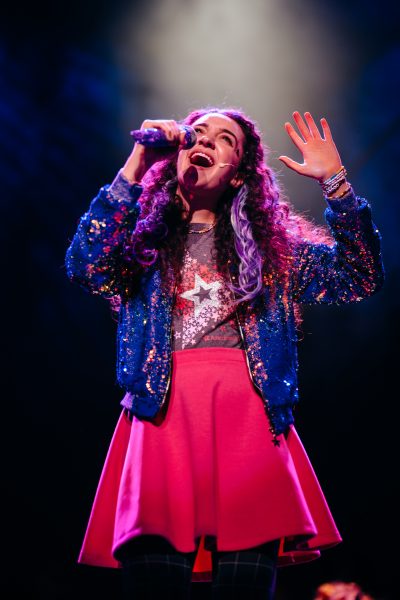 american girl live in concert production photo, girl singing